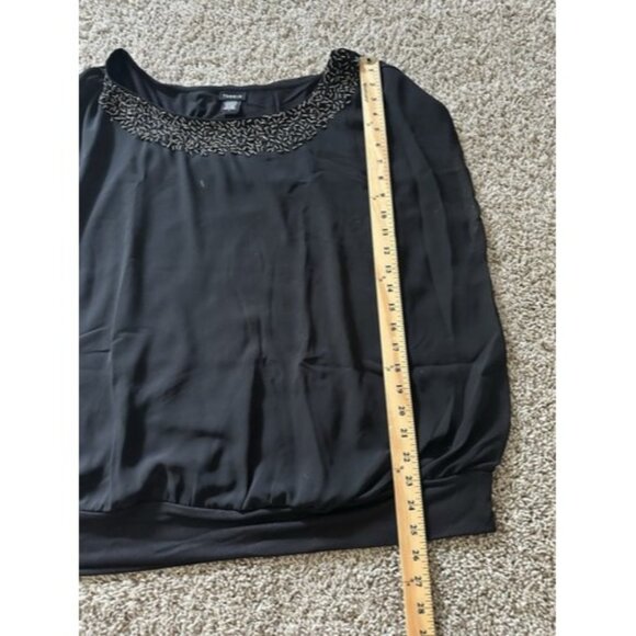 Torrid Blouse Women Plus Size 1X Black Beaded Neckline Sleeveless Overlay Top - Picture 6 of 11